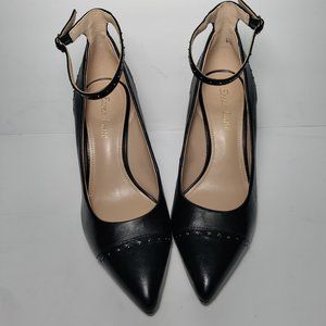 Essex Lane Veronie Black Leather Pointed Toe Heels Size 6